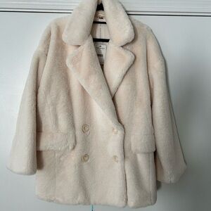 Free People Ivory Faux Fur Jacket